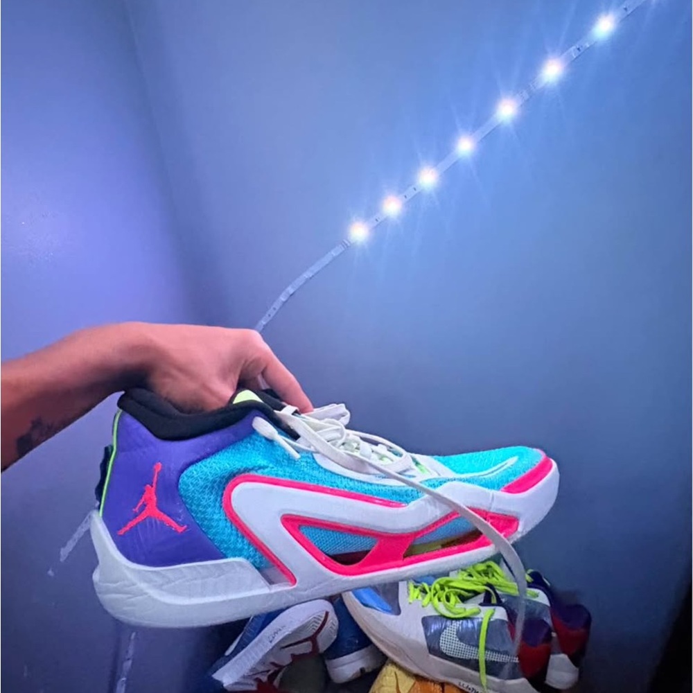 Jordan Athletic Shoes - Blue, Pink, Green Jayson Tatum 1s